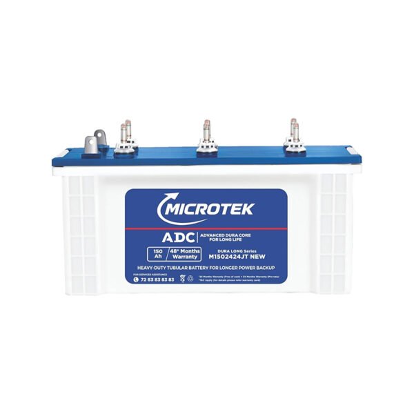 Microtek Dura Long M1502424JT | 150Ah Jumbo Tubular Inverter Battery with Advanced Dura Core Technology for Longer Battery Life with 48 Months of Warranty Suitable for Home, Office & Shops