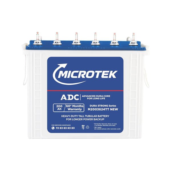 Microtek Dura Strong M2003624TT | 200Ah Tall Tubular Inverter Battery with Advanced Dura Core Technology for Longer Battery Life with 60 Months of Warranty Suitable for Home, Office & Shops