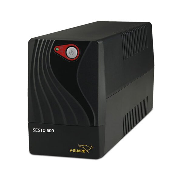 V-Guard Sesto 600 UPS for Power Backup & Protection | Capacity 600VA/300W | Working Range 140-300 VAC (Black)